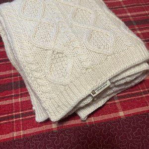 Chunky Cable Knit Throw Blanket, Cream